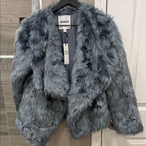 BB Dakota Women's Faux Fur Jacket - Blue/ Gray NWT